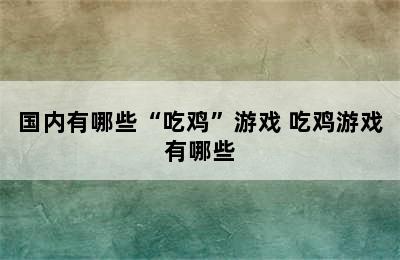 国内有哪些“吃鸡”游戏 吃鸡游戏有哪些